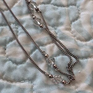 Vintage Avon 30” Silver Chain with Crystal Beads Necklace.